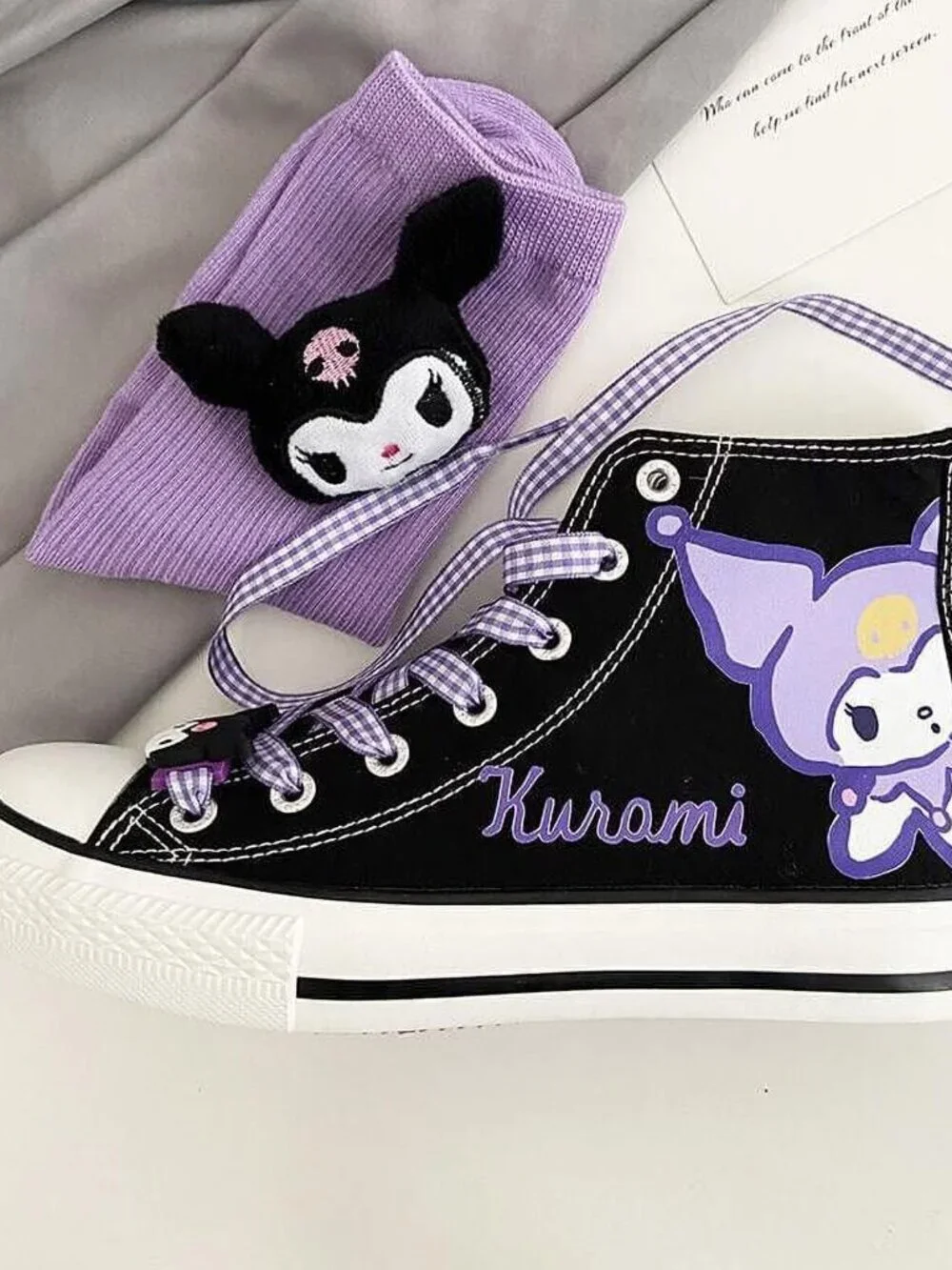 {NEW} Women's Kuromi Canvas Hightop Sneakers Size 8